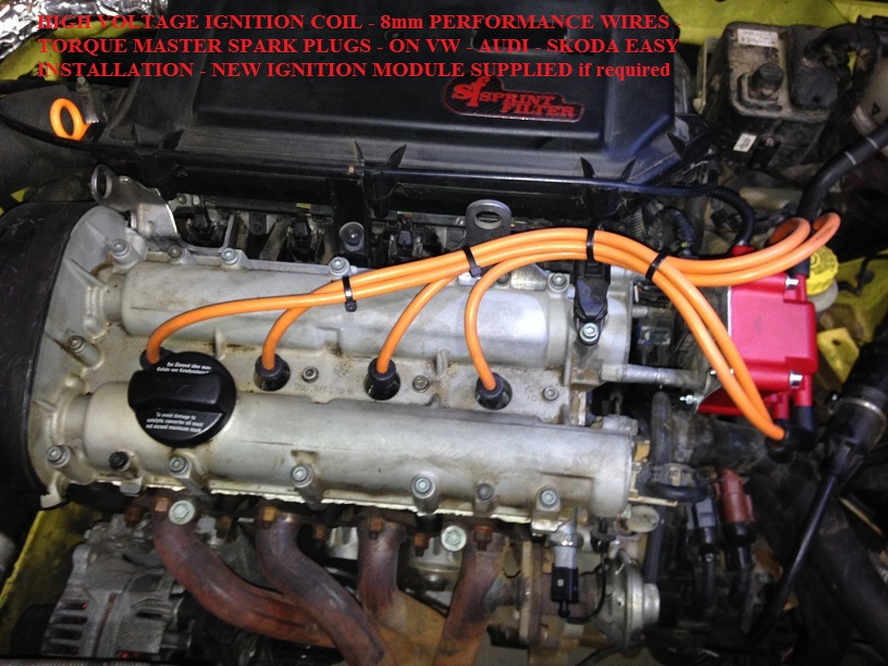 High Voltage Ignition Coil 8mm Wires TM Plugs on VW AUDI SKODA